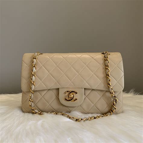 chanel white classic flap small|Chanel classic flap bag beige.